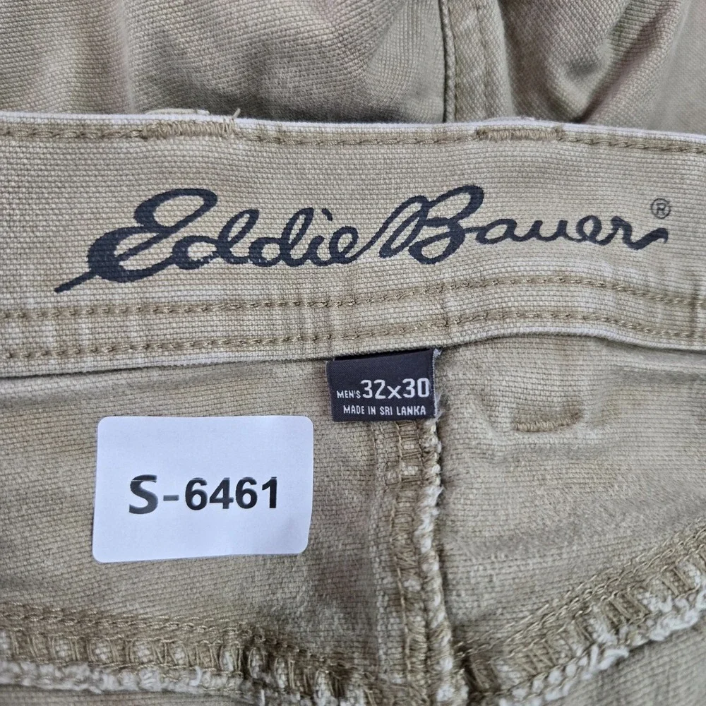 Eddie Bauer Men Pants 32x30 Beige Chino Canvas Stretch Outdoor Hiking‎ Relaxed